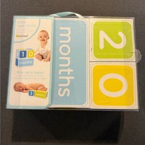 Pearhead Baby Age Milestone Keepsake Blocks — Blue Polka Dot | Baby Photo Prop